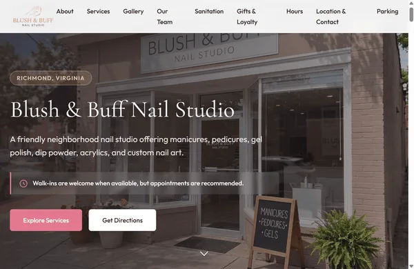Blush and Buff Nail Studio sample website preview