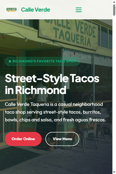 Calle Verde Taqueria website preview