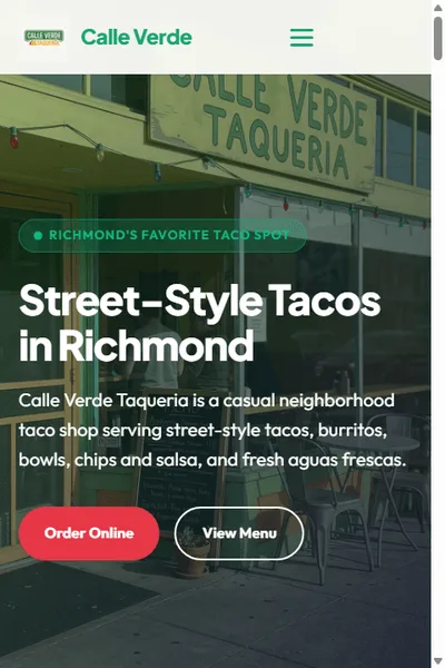 Calle Verde Taqueria website preview