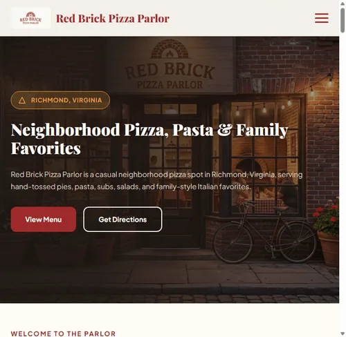 Red Brick Pizza Parlor website preview