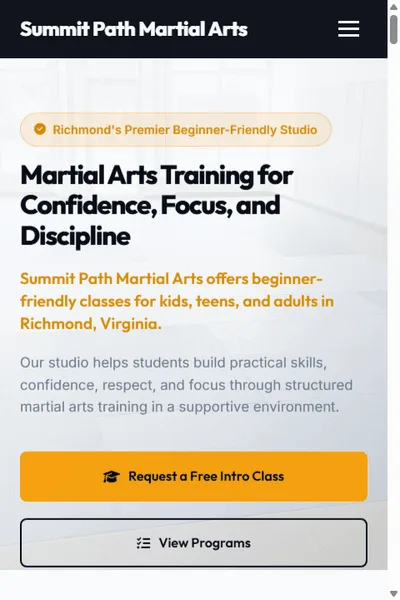 Summit Path Martial Arts website preview