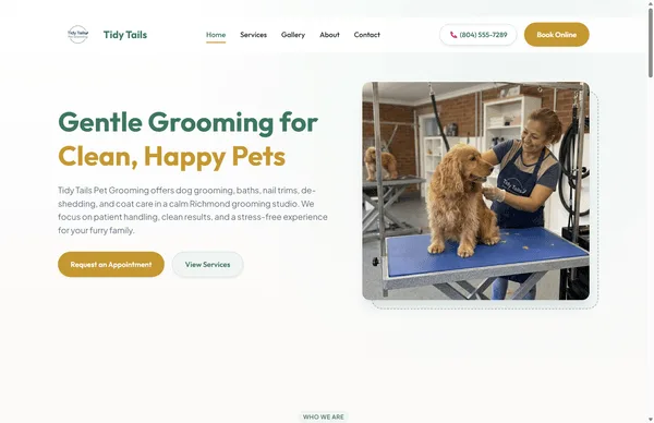 Tidy Tails Pet Grooming website preview