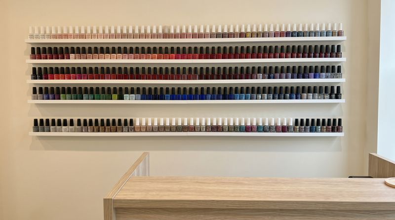 Vibrant wall of premium nail polish colors