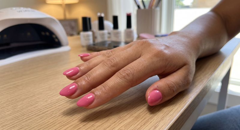Gel Manicure with shiny red finish
