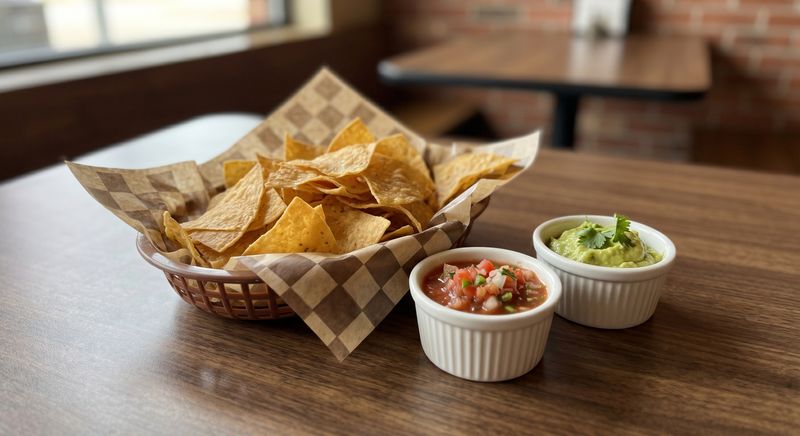 Tortilla chips with salsa and guacamole