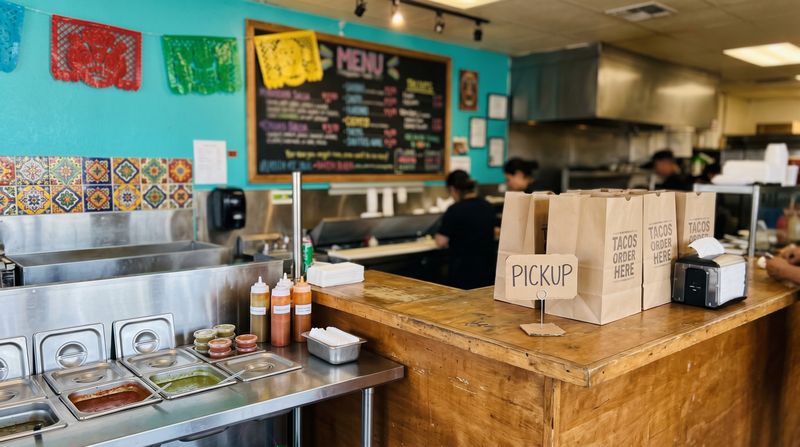 Inside Calle Verde Taqueria Pickup Counter