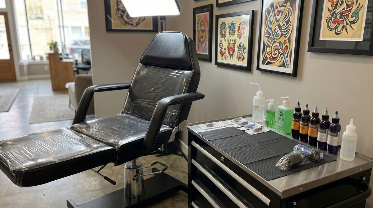 Clean tattoo station setup